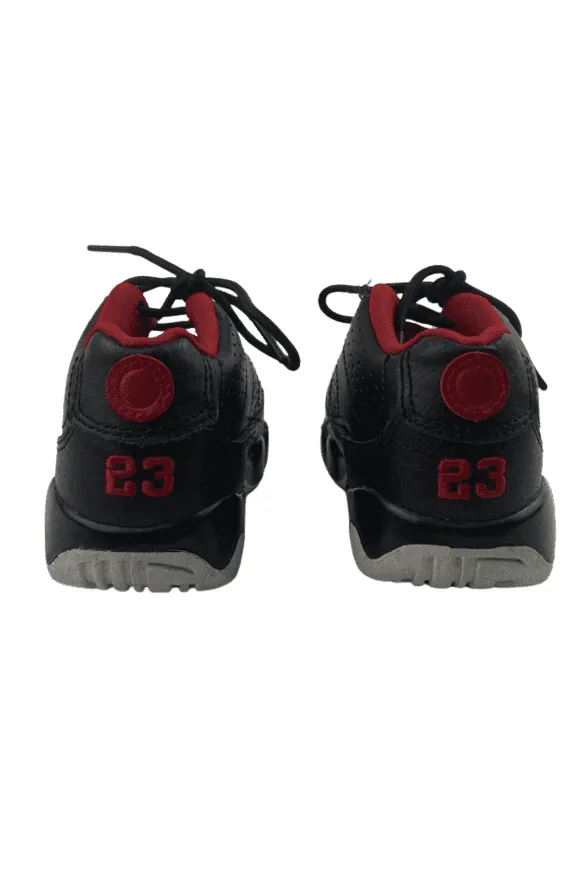 Air Jordan unisex toddler black, red and white sneakers size 7C