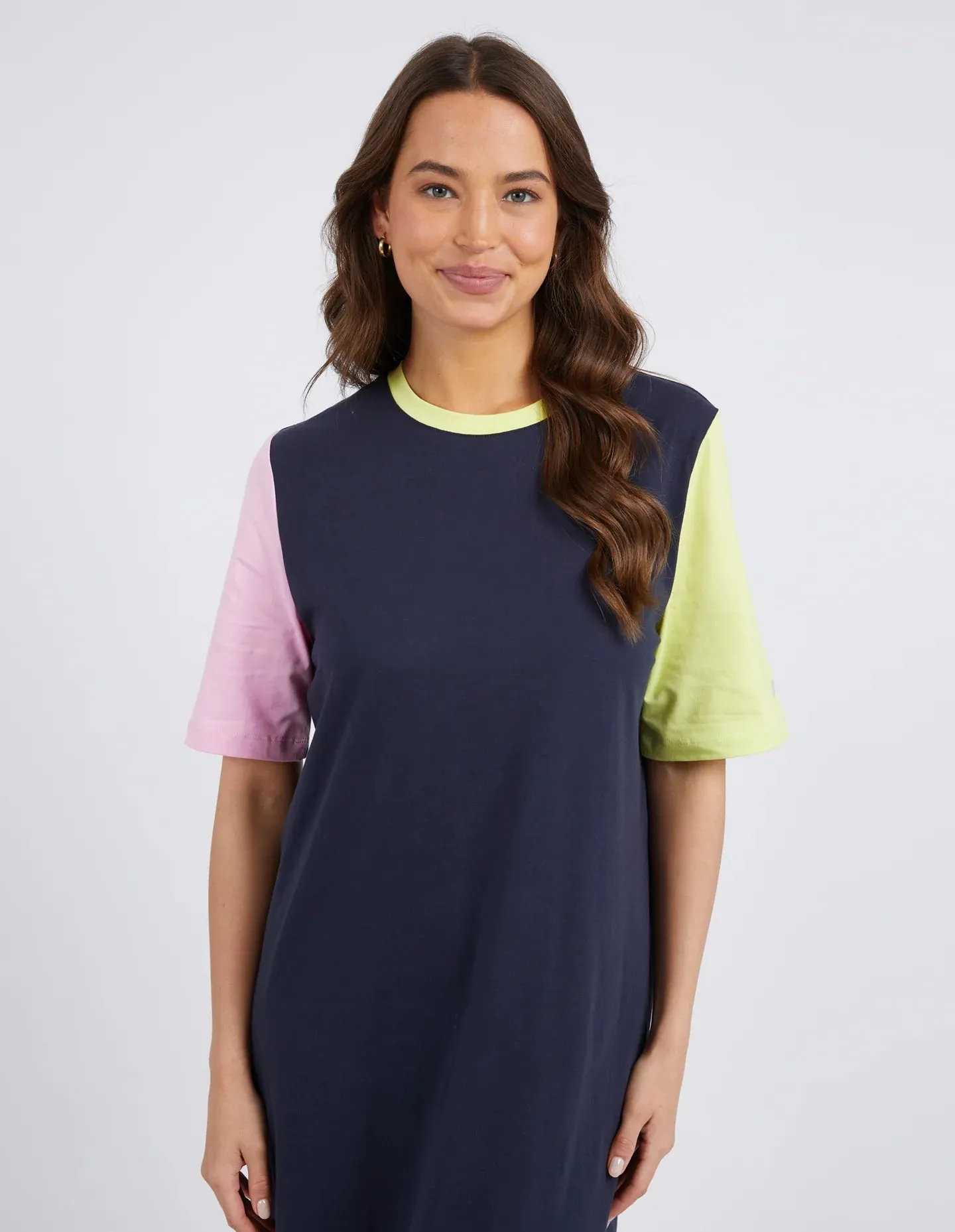Cherry Block Tee Dress - Navy