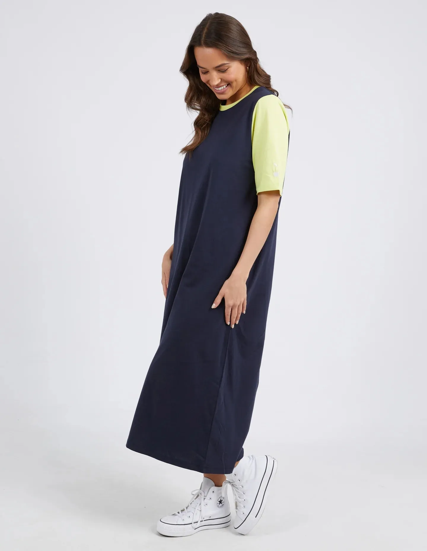 Cherry Block Tee Dress - Navy