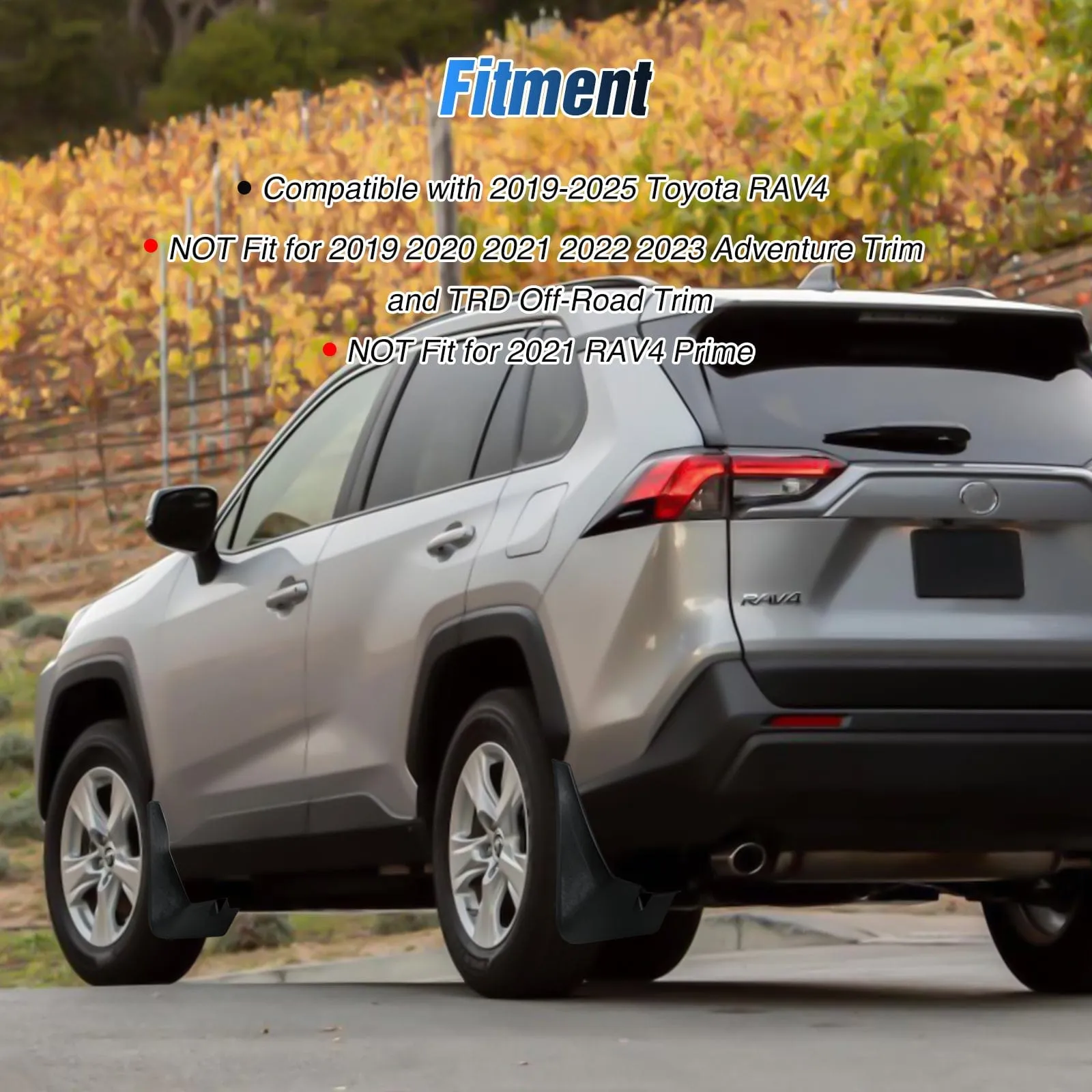 Front & Rear Set Mud Flaps for Toyota RAV4 2019 2020 2021 2022 2023 2024 2025