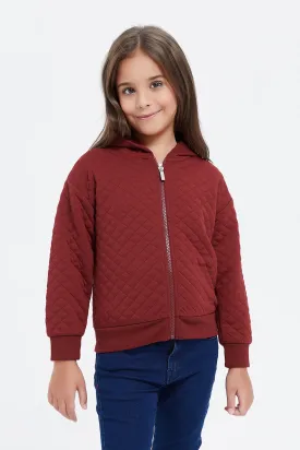 Girls Burgundy Jacquard Sweatshirt