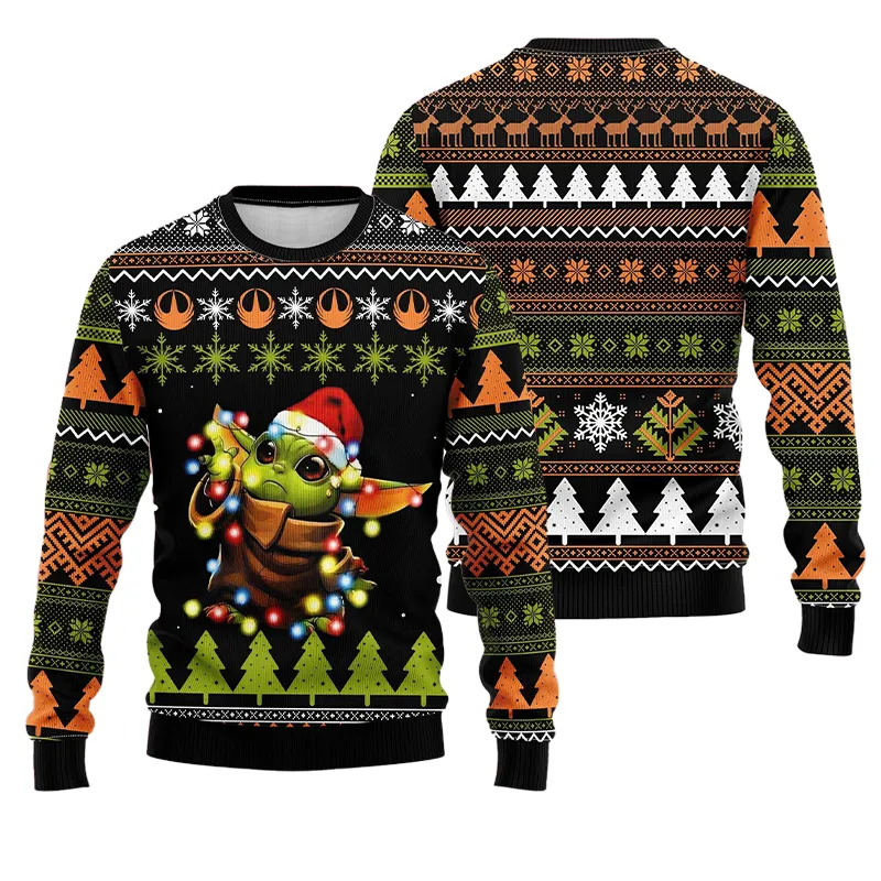 Light Christmas Baby Yoda Ugly Sweater