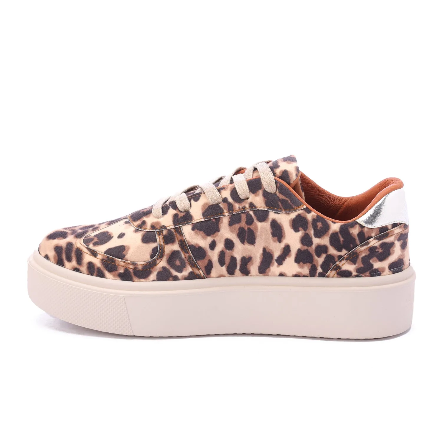 Metallic Stripe Textile Sneaker-Beige