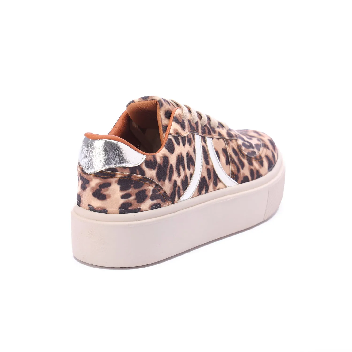 Metallic Stripe Textile Sneaker-Beige