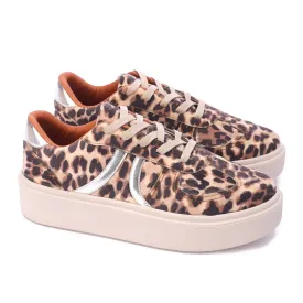 Metallic Stripe Textile Sneaker-Beige