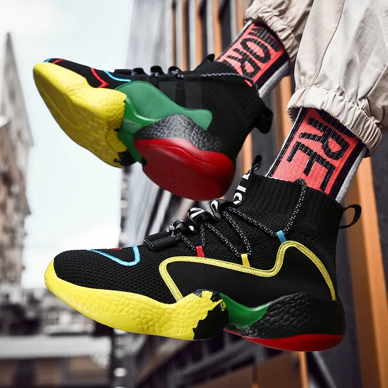 Rasta Men's High Top Lace-up Sneakers