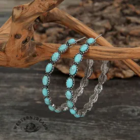 Retro Folk Style Peacock Blue Earrings