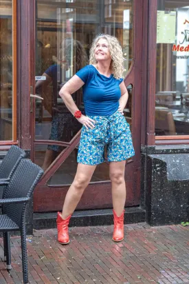 Retro style pants- shorts blue- cotton