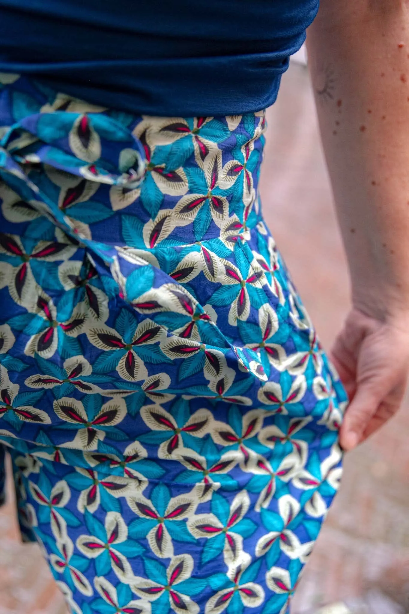Retro style pants- shorts blue- cotton