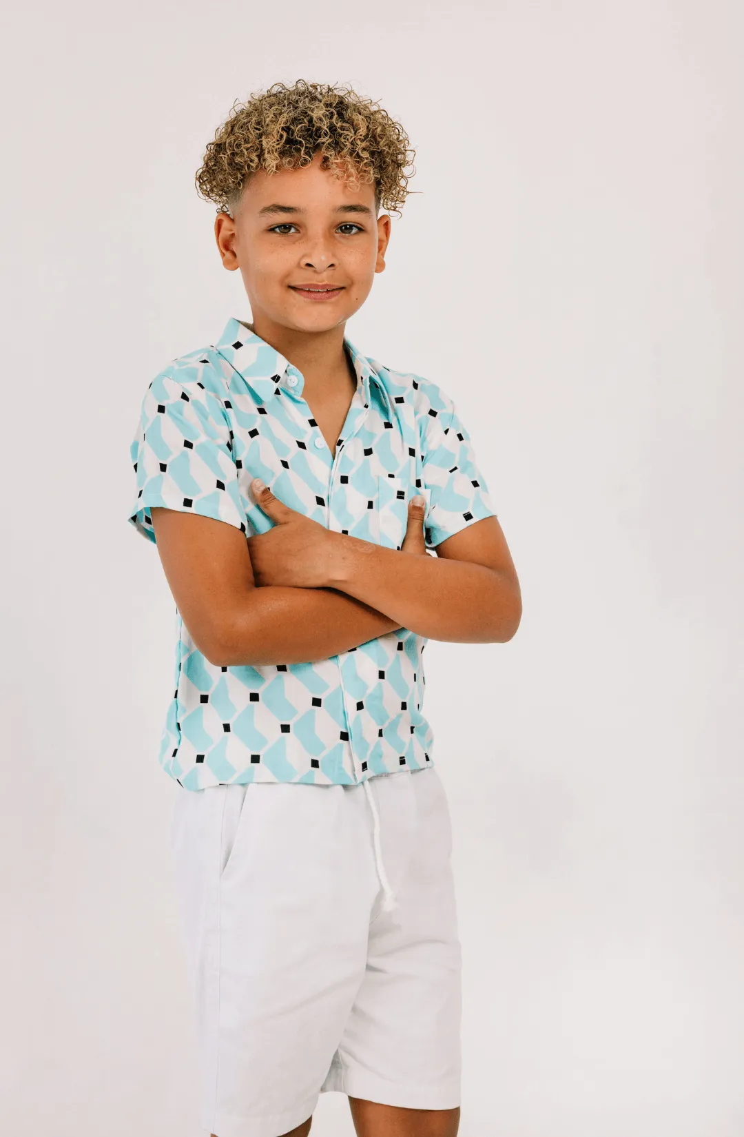Shawn Shirt in Aqua Scoop