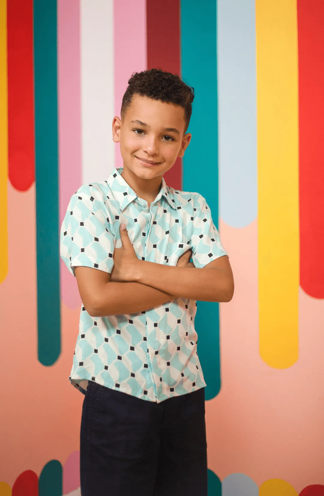 Shawn Shirt in Aqua Scoop