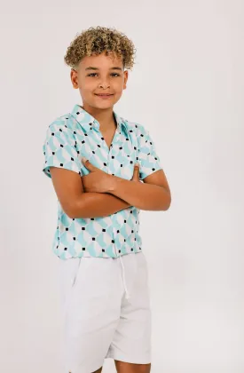 Shawn Shirt in Aqua Scoop