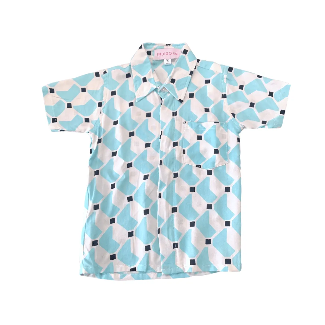 Shawn Shirt in Aqua Scoop