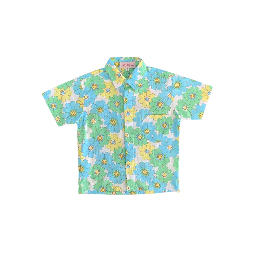 Shawn Shirt in Blue Flower Power