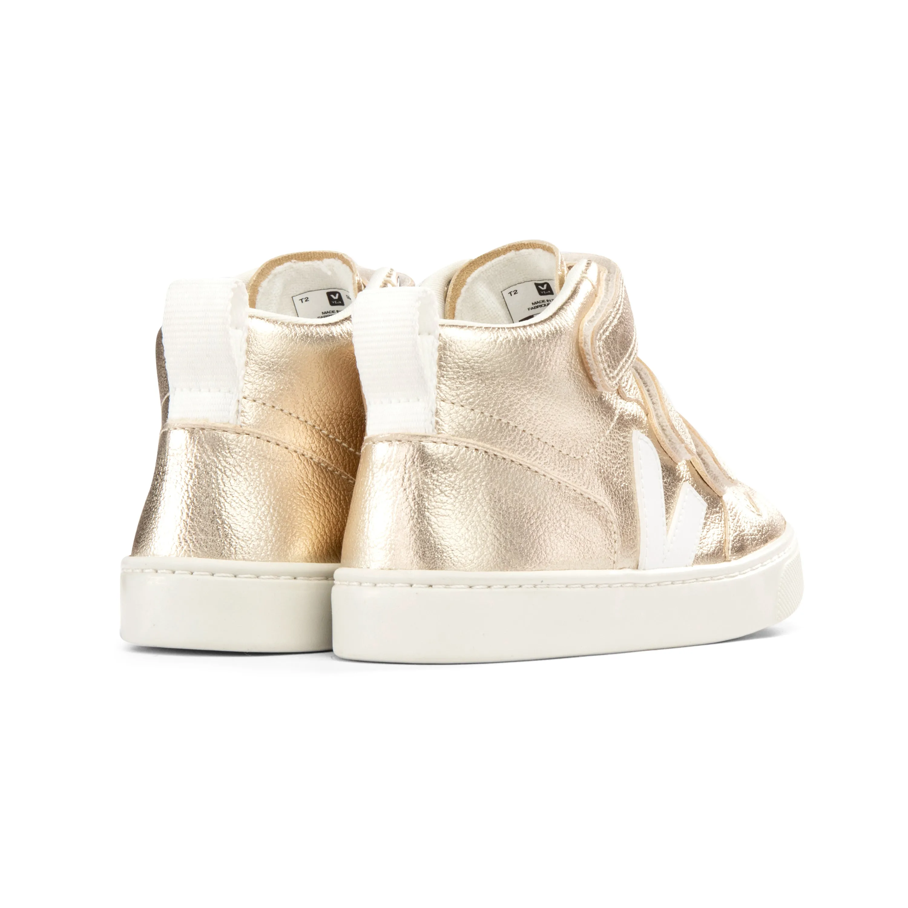 VEJA V-10 High Top Velcro Sneakers - Platine