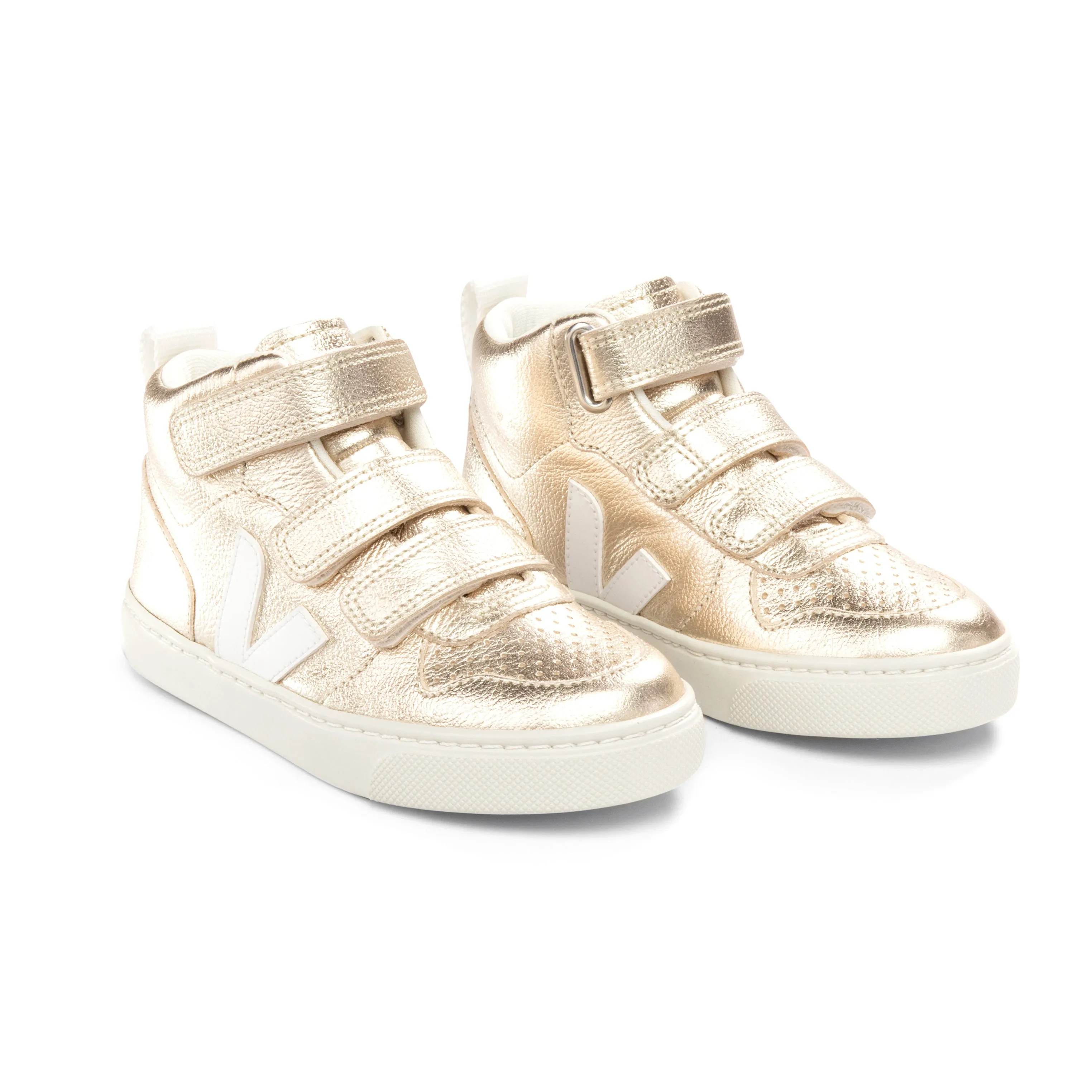 VEJA V-10 High Top Velcro Sneakers - Platine
