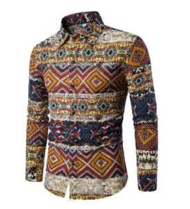 Vintage Style Mens Shirt • Tribal Print